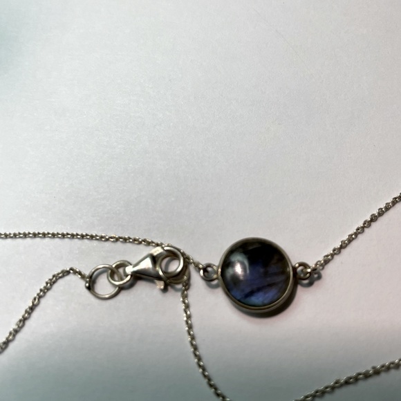 Lapis and Round Labradorite 925 Sterling Silver Station Necklace 36” - Picture 11 of 15
